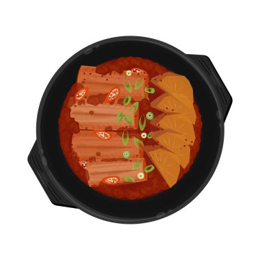 Vektör İllüstrasyon Logosu Üst Görünüm Kabartma Korece Beltfish veya Galchi Jorim