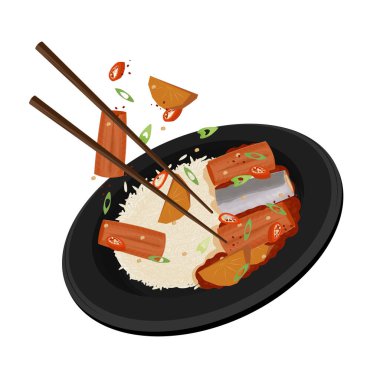 Vector Illustration Logo Clipart Levitation Galchi Jorim ve Rice