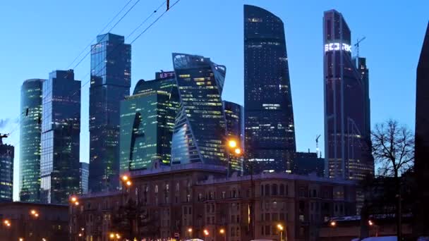 Moscow City Moderna Futuristiska Skyskrapor Moscow International Business Center Och — Stockvideo