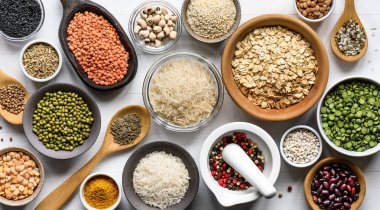 Sağlıklı protein ve carbogidrat tahıllar gıda tema arka plan
