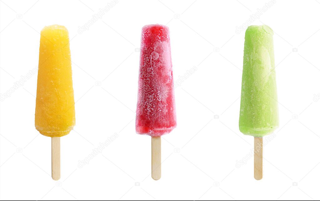 Summer popsicles isolated on a white background.