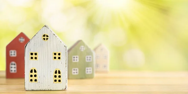 Immobilier Concept Assurance Hypothèque Acheter Vendre Une Maison Maisons Miniatures — Photo