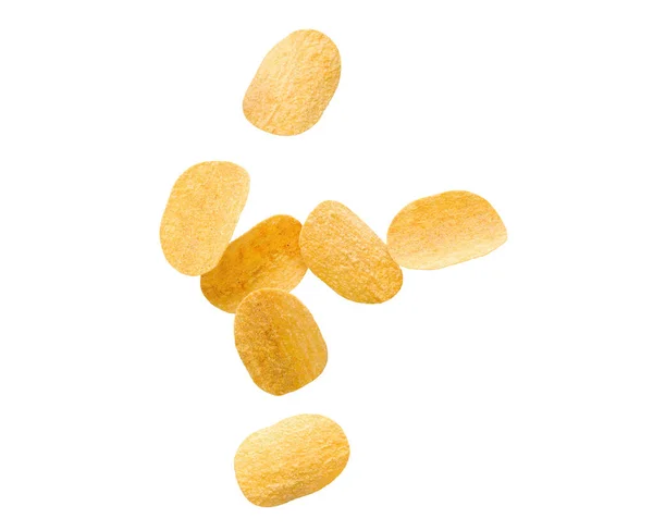 흰색으로 분리 된 감자 칩. — 스톡 사진