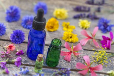 Alternatif Tıp. temel yağlar ve herbs tıp çiçek kapat