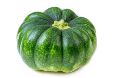 Bu canlı yeşil balkabağı yuvarlak şeklini ve desenli cildini gösteriyor. Mevsimsel tarifler veya hasat zamanı dekoratif gösteriler için mükemmel..