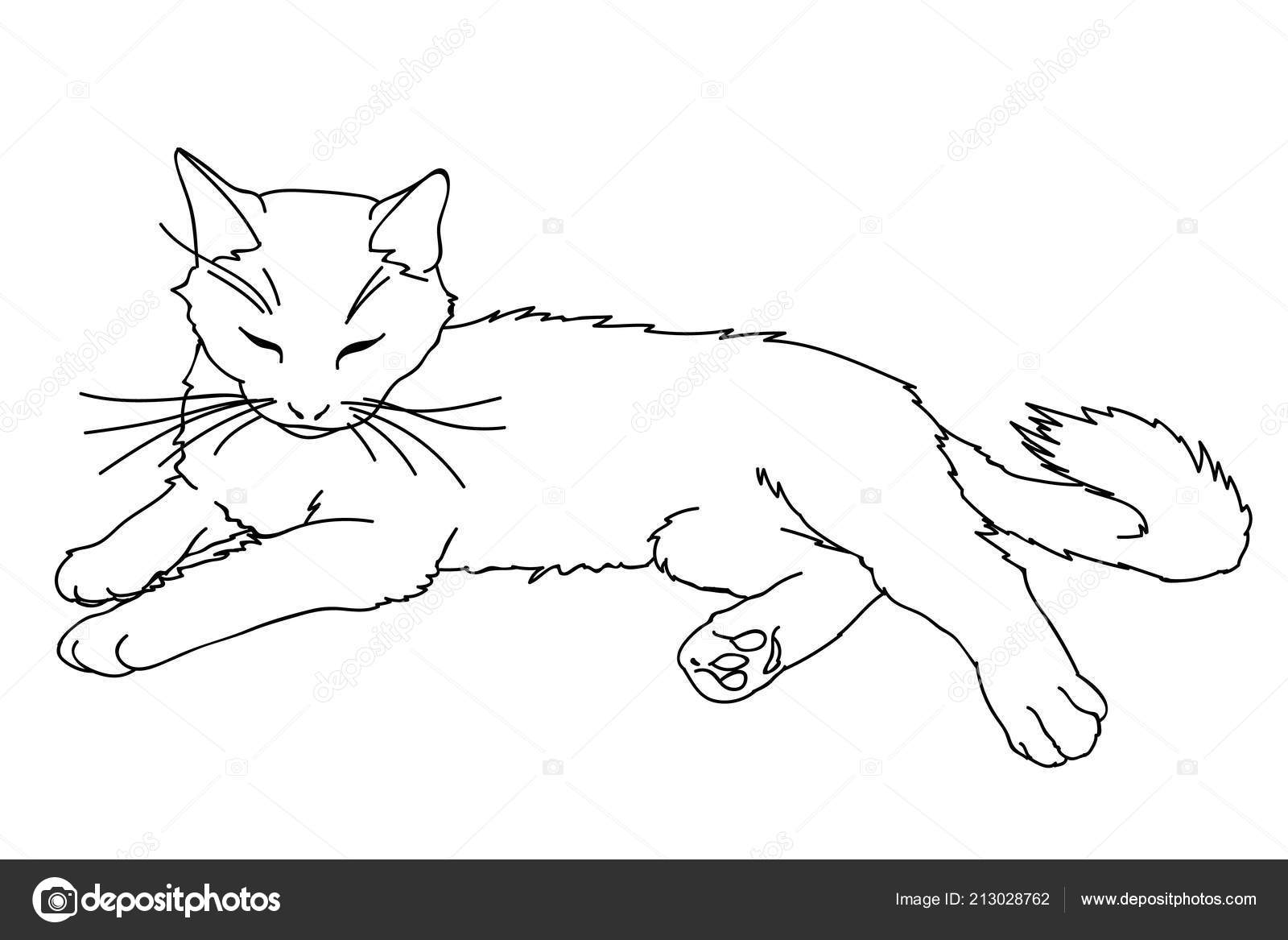 Featured image of post Black Cat Laying Down Drawing Vector illustration isolated on the white background