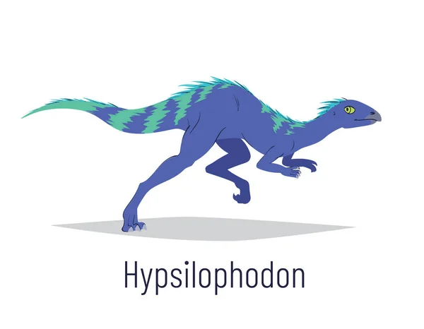 Funkce Hypsilophodon. Z ornithischijského dinosaura. Barevná vektorová ukázka prehistorického stvoření Hypsilophodon v ručně vykreslovaném plochém stylu izolovaná na bílém pozadí. Rychlý fosilní dinosaurus. — Stockový vektor