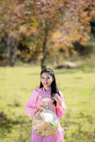 Asiatico Donna Vestito Tradizionale Del Vietnam — Foto Stock