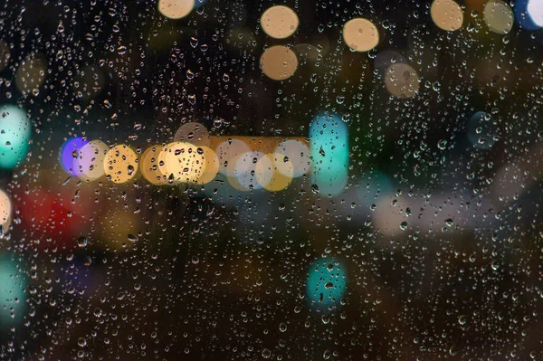 Today Rained Window Live Alone Lonely Place While Light Passing — Stock Photo, Image