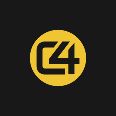 Şirket logosu. C4 harfi negatif uzay logosu.
