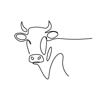 Bu resimde, beyaz arka planda minimalist aralıksız sanat tarzında yapılmış bir ineğin kafası görülüyor. Sanat eseri, ineğin boynuzları, gözleri, burun delikleri ve ağzı da dahil olmak üzere tek ve kesintisiz bir çizgi kullanır. Basitlik 