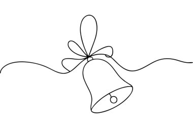 Siyahla çizilen minimalist bir çizgi dekoratif yay ve akıcı kurdeleli bir çan tasvir eder. Tek çizgi, çanın şeklini, alkış şeklini ve yay ve kuyruğunu oluşturmak için pürüzsüzce akar. Kurdelenin dalgalı çizgileri le 'ye kadar uzanıyor.