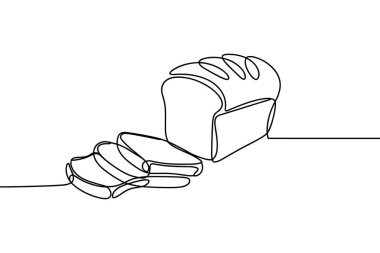 Bu, bir somun ekmeğin ana somundan birkaç dilim koparılmış kesintisiz çizimi. Sanat eserleri tek ve kesintisiz bir çizgide sunuluyor ve yiyecek maddesinin minimalist ve sanatsal bir temsilini oluşturuyor. Temiz bir şekilde sunulur. 