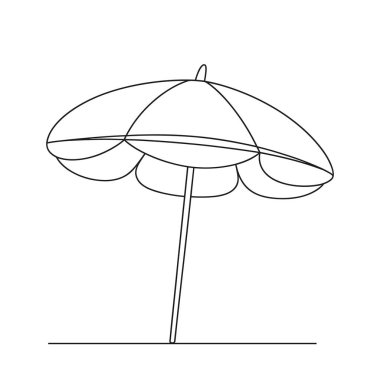 Bir minimalist tek çizgi bir plaj şemsiyesini betimliyor. Devamlı hat, gölgelik ve merkez kutbu oluşturur. Sahilde ya da dışarıda gölge ve koruma için kullanılan bir nesnenin basit ve temiz bir dış hatlarını oluşturur..