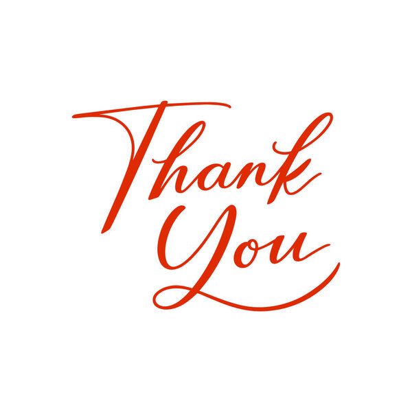 Простая и элегантная графика со словами "Спасибо", написанными красным шрифтом. Текст размещен на чистом белом фоне, передавая послание благодарности и признательности. Масштабируемый векторный формат подходит для печати и цифр