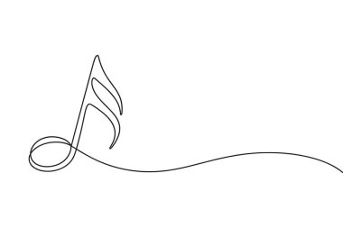 Sekizinci notanın minimalist tek çizgi çizimi. Beyaz arka planda dalgalı bir kuyruğu var. Sanat eserleri, bir müzik sembolünün tasvirinde basitlik ve zarafeti ileten tek bir sürekli siyah çizgi ile oluşturulmuştur..