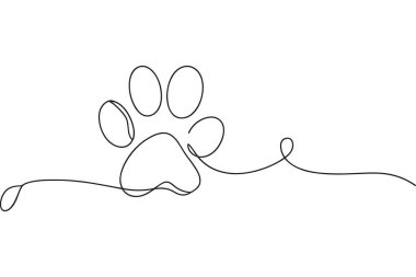 Köpek Pençesi Yazdırma Bir Satır Minimum Hayvan Vektörü İllüstrasyonu