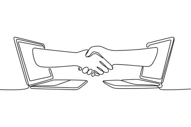 İş tokalaşması Anlaşması Bir Satır Minimum Vektör İllüstrasyonu