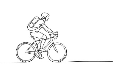 Bisiklet süren bisikletçi sürekli çizim yapan spor vektörü çizimi