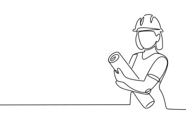 Mühendis, bina vektör çizimi çiziminin sürekli planını okuyor.