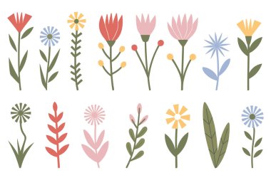 Düz bir dizayn ile betimlenmiş 15 çeşit çiçek ve yapraktan oluşan bir karışım. Elementler kırmızı, sarı, mavi, pembe ve yeşil palet şeklinde sunulur, çeşitli taç yaprakları ve yaprak şekilleri vardır. Beyaz bir taşrada iki sıra halinde diziliyorlar.