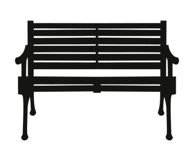 Park Bench Silueti Siyah Vektör İllüstrasyonu