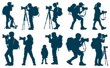 Erkek Baş Siluetleri Koleksiyonu Siyah Vektör İllüstrasyonu