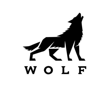 Kurt sözcüğüyle uluyan bir kurdun siyah siluetini içeren vektör hayvanlar. Bir kurdun silueti kurt kelimesiyle uluyor. Anahtar sözcükler kurt, siluet, uluma..