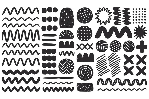 Çerçeveyi, siyah ve beyaz el yapımı soyut şekiller ve desenlerden oluşan bir eklektik çeşitlilik doldurur. Siyah ve Beyaz El 'in Soyut Şekiller ve Şekiller Çizimi