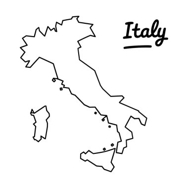Vektör anahtar sözcükler: İtalya 'nın el yazısıyla yazılmış anahtar sözcüklere sahip ana hatları: İtalya, harita, dış hat, ülke, Avrupa, İtalya, coğrafya, siluet, şekil, illüstrasyon, çizim, basit, temiz, sınır bölgesi, ulus, seyahat, turizm, varış yeri