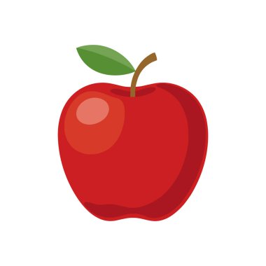Yeşil yapraklı kırmızı elmalı vektör vitamini ve anahtar kelimeler: elma, meyve, kırmızı, yeşil, yaprak, kök, yiyecek, sağlıklı, beslenme, taze, doğal, organik, üretim, tek nesne, izole edilmiş, beyaz arkaplan, basit, illüstrasyon, grafik, tasarım,