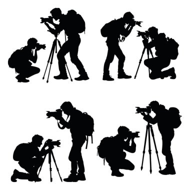 Kamera Silueti ile Fotoğrafçılar Profesyonel Fotoğraf Koleksiyonunu Ayarladı