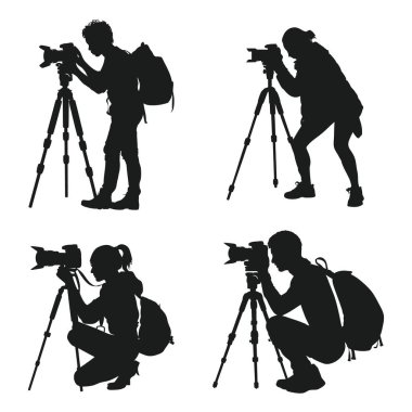 Kamera Silueti ile Fotoğrafçılar Profesyonel Fotoğraf Koleksiyonunu Ayarladı