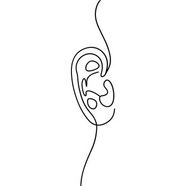 İnsan Kulağı Kesintisiz Çizim İşitme Kavramı İllüstrasyonu