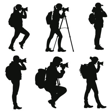 Kamera Silueti ile Fotoğrafçılar Profesyonel Fotoğraf Koleksiyonunu Ayarladı