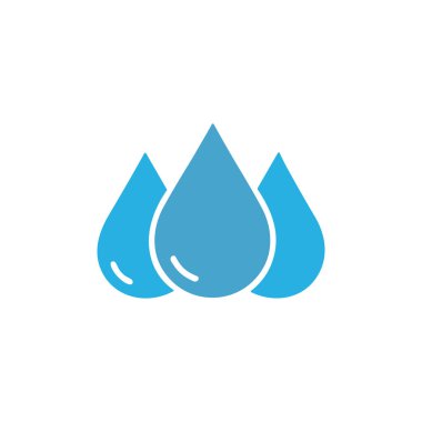 Beyaz arka planda üç stilize mavi su damlası gösteriliyor. En büyük damlacık, arkasında ve yanında iki küçük damlacıkla ortada yer alır..