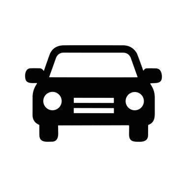  Önden görülen siyah siluet bir arabanın simgesi