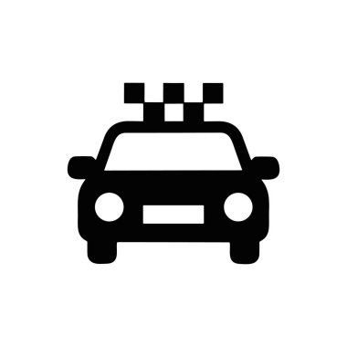 Bir taksi arabasının siyah siluet simgesi. Anahtar sözcükler taksi, araba, ikon, sembol, ulaşım, araç..