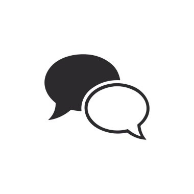  Siyah beyaz sohbet konuşmalarında iki konuşma balonu simgesi.