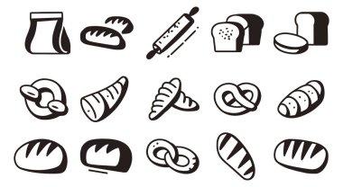 Pastane ve Ekmek Simgeleri Yemek Ayarlayın.