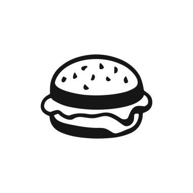 Hamburgerin siyah beyaz simgesi..