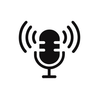 Ses Dalgaları ses yayınıyla Siyah Mikrofon Simgesi.