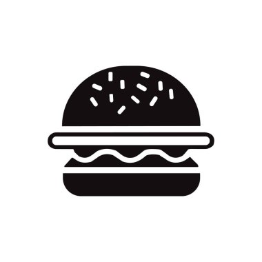 Hamburgerin siyah siluet simgesi fast food.