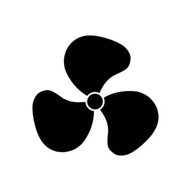 Siyah üç bıçaklı fan pervane simgesi beyaz sembolde.