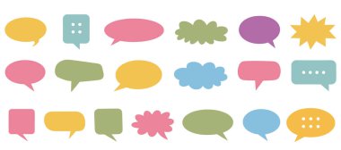 Renkli konuşma baloncukları ve düşünce bulutları koleksiyonu.