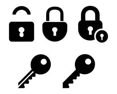 Güvenlik Simgeleri Asma Kilitler ve Anahtarlar Koleksiyon Güvenliği.