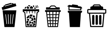  Siyah Çöp Kutusu Simgesi Çöp Kutusu Atıkları