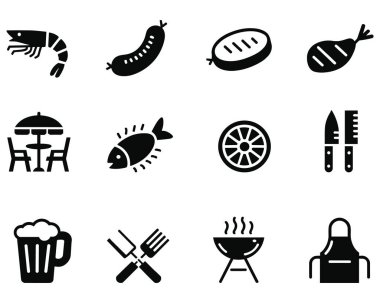  Barbekü Izgarası İçin Siyah Siluet Simgeleri Koleksiyonu