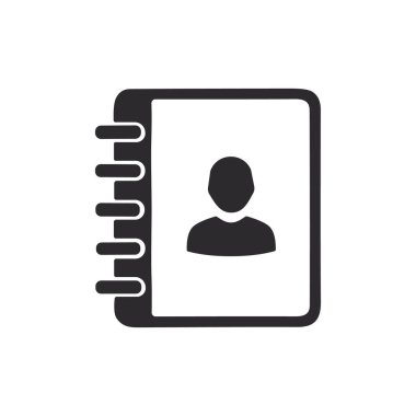 Bir Kişi Defteri adres defterinin Siyah ve Beyaz Simgesi