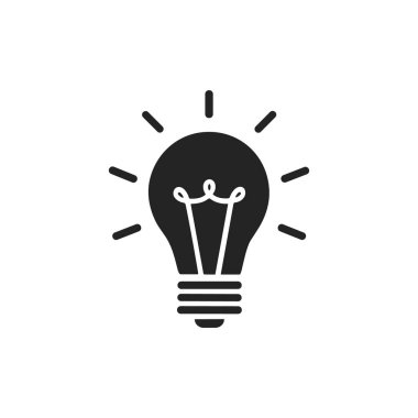Işıldayan çizgileri olan siyah ampul simgesi anahtar sözcükler ampul, fikir, yenilik, yaratıcılık.